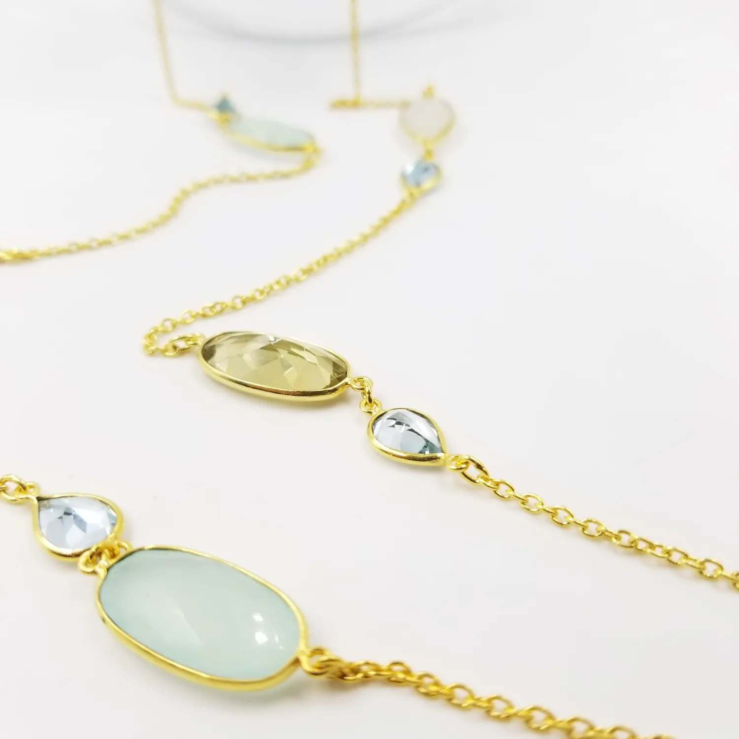 Our Dve Rainbow collana argento dorato 18k con acquamarina