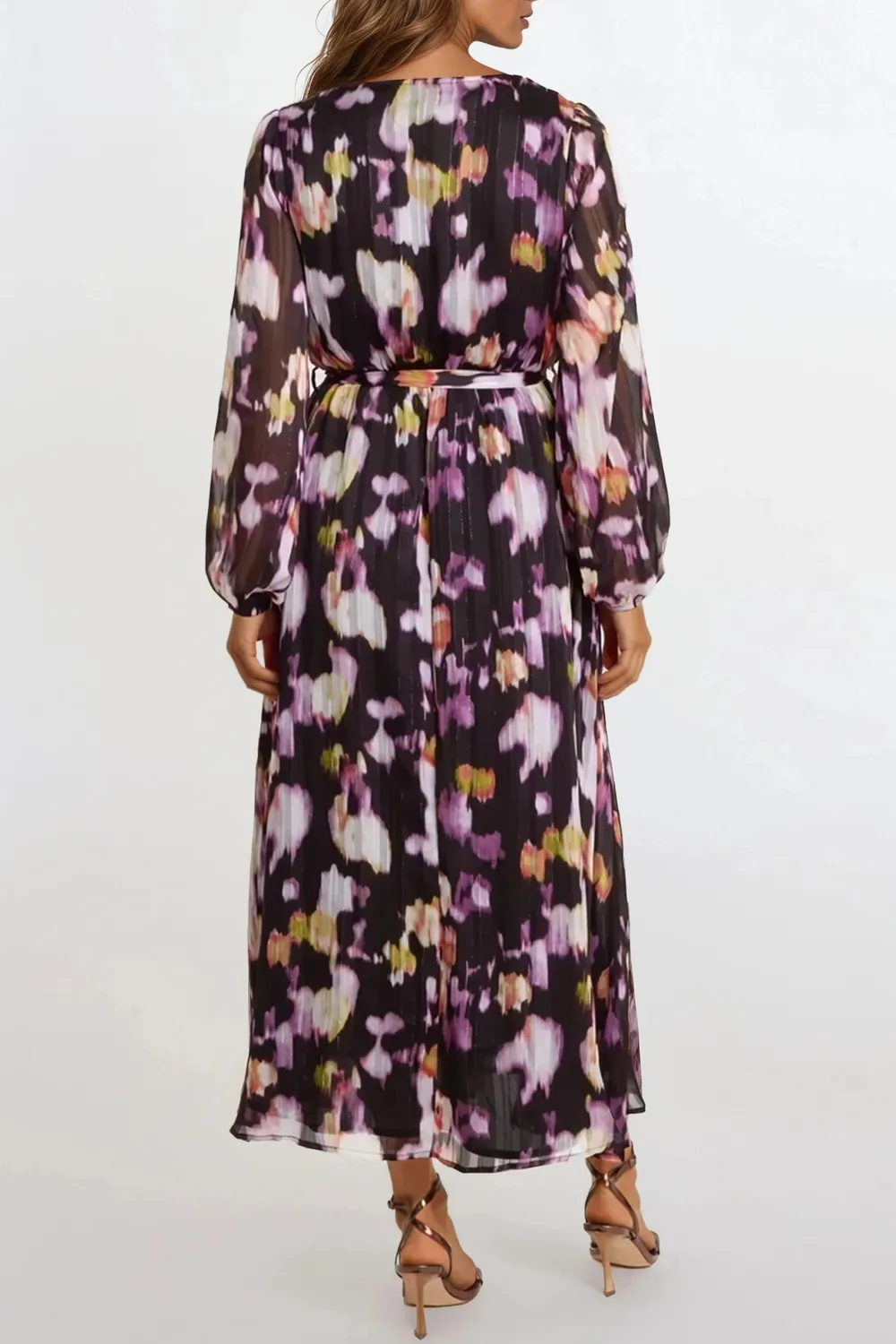 Aftershock London Abstract Print Wrap Midi abito nero fantasia