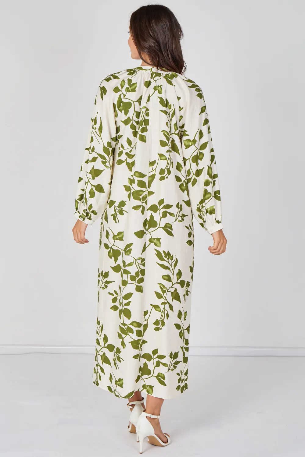 Goddiva Love Sunshine Leaf Print abito maxi verde S-XL