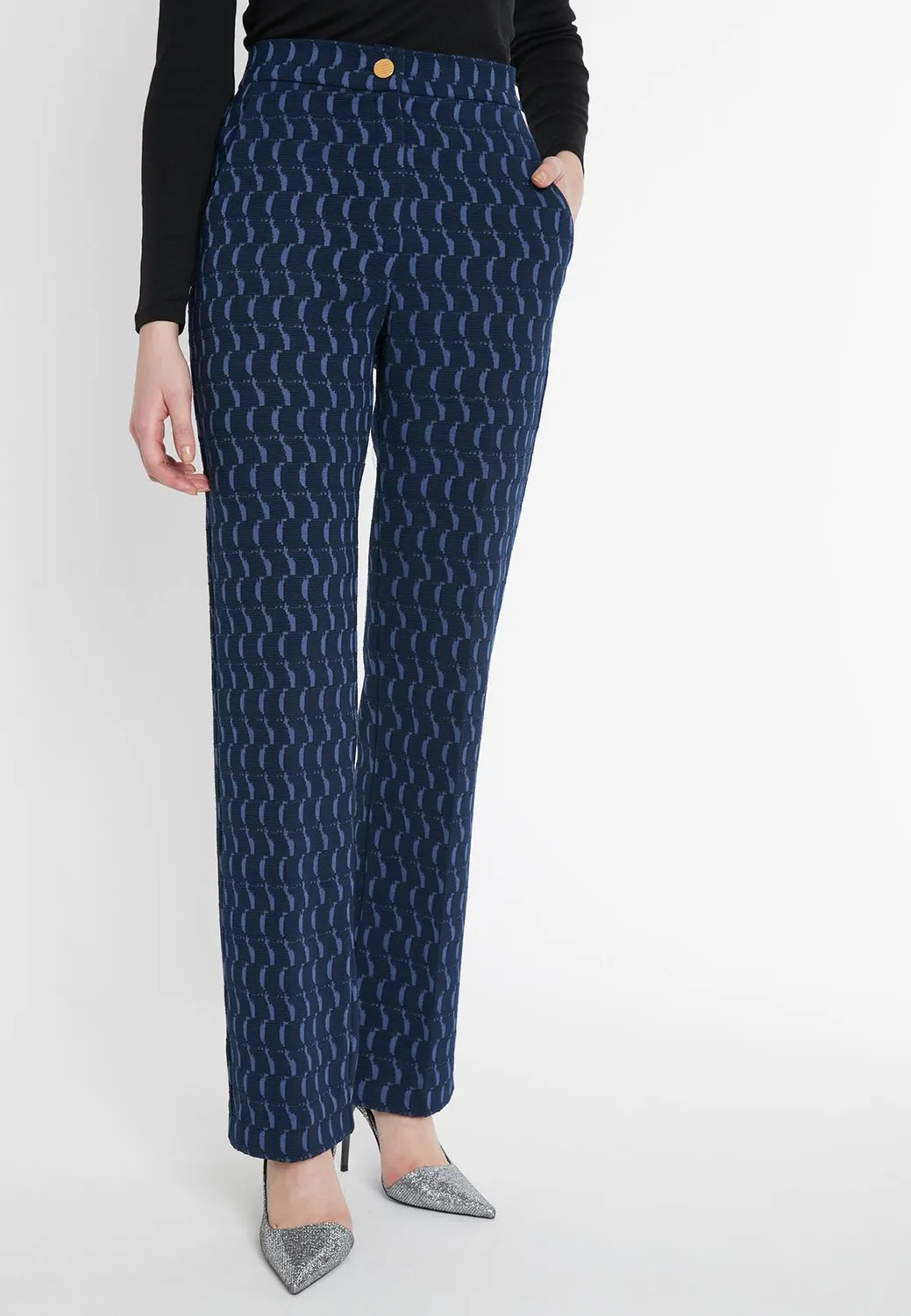 Ana Alcazar Siwana pantaloni jacquard blu