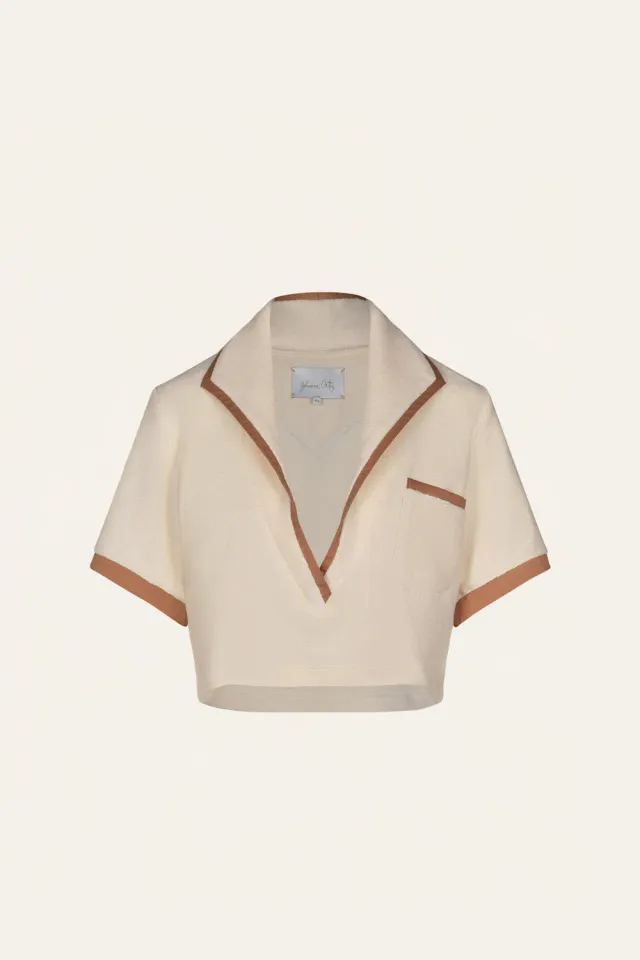 Johanna Ortiz Misty Hem t-shirt ecru spugna cropped