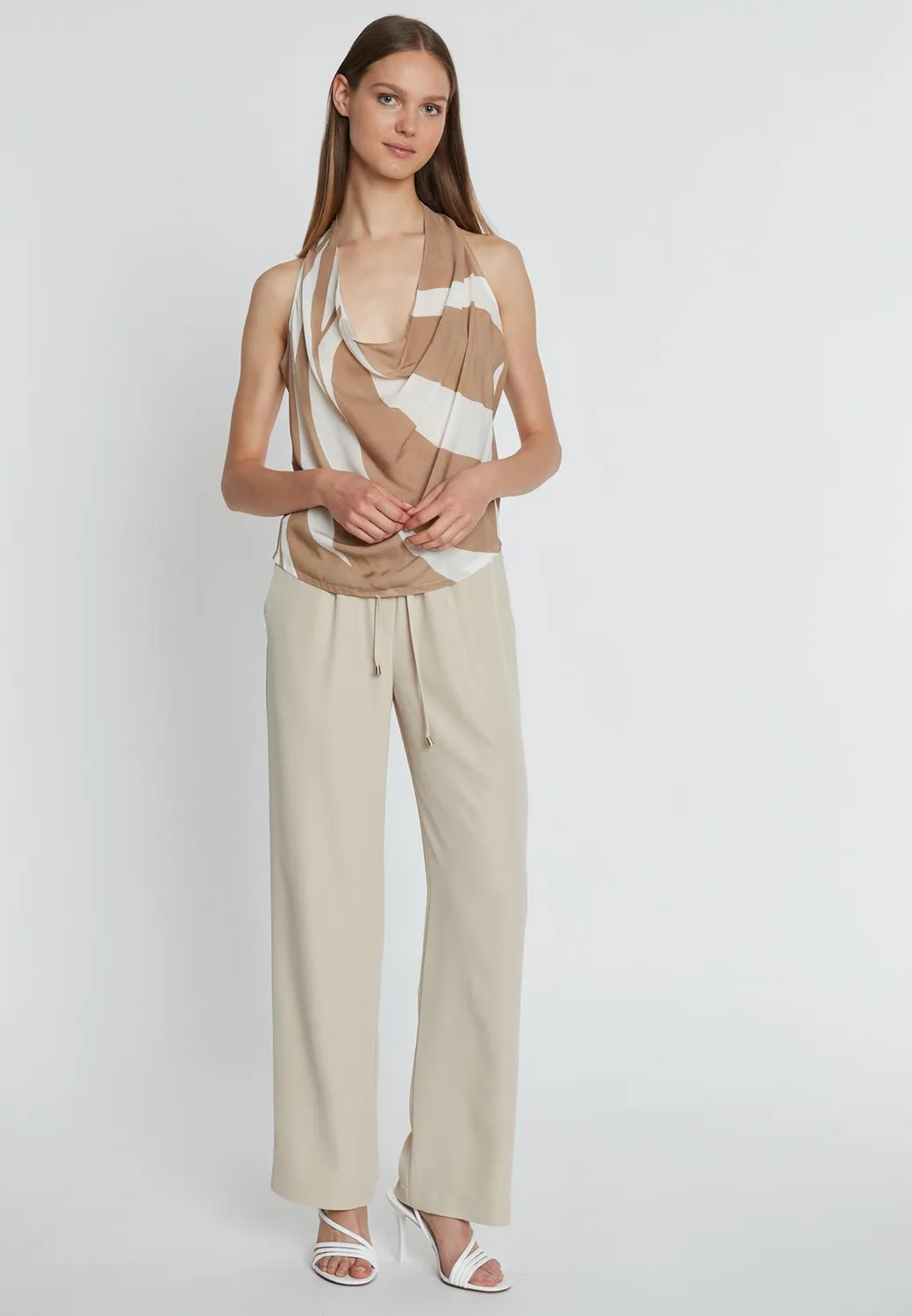 Ana Alcazar Rasty Top Smanicato Viscosa Zebra Beige
