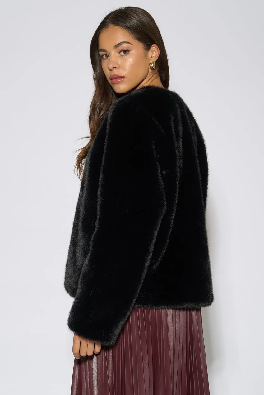 Gini London Faux Fur giacca nera corta eco-pelliccia