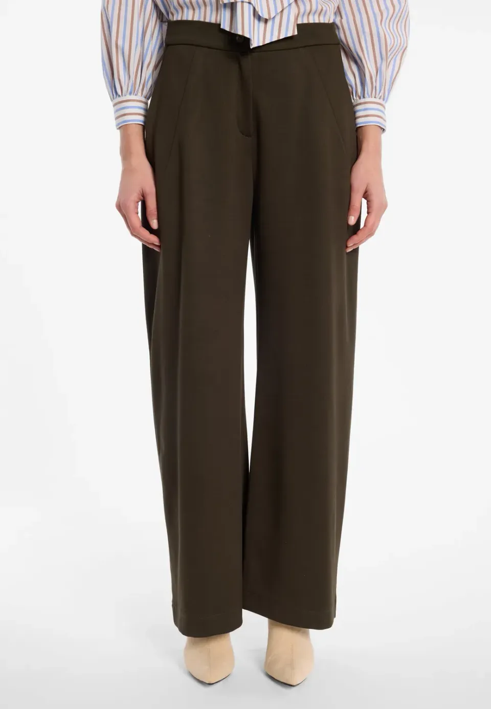 Ana Alcazar Ensensis pantaloni barrel khaki vita alta