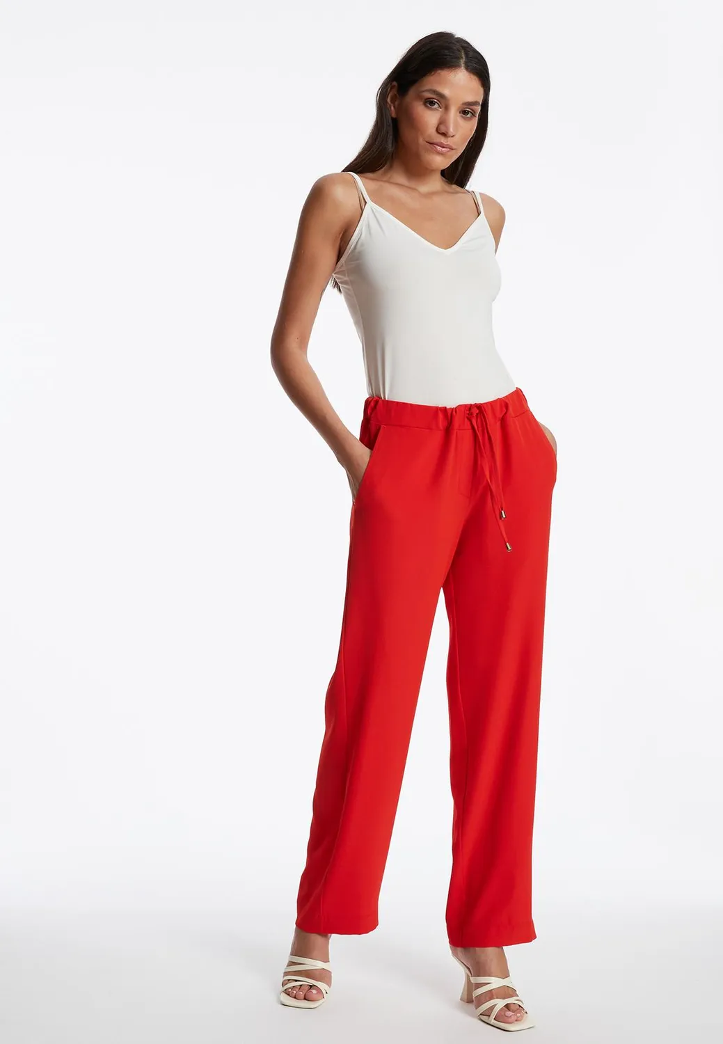 Ana Alcazar Zafosy pantaloni rossi larghi sportivi