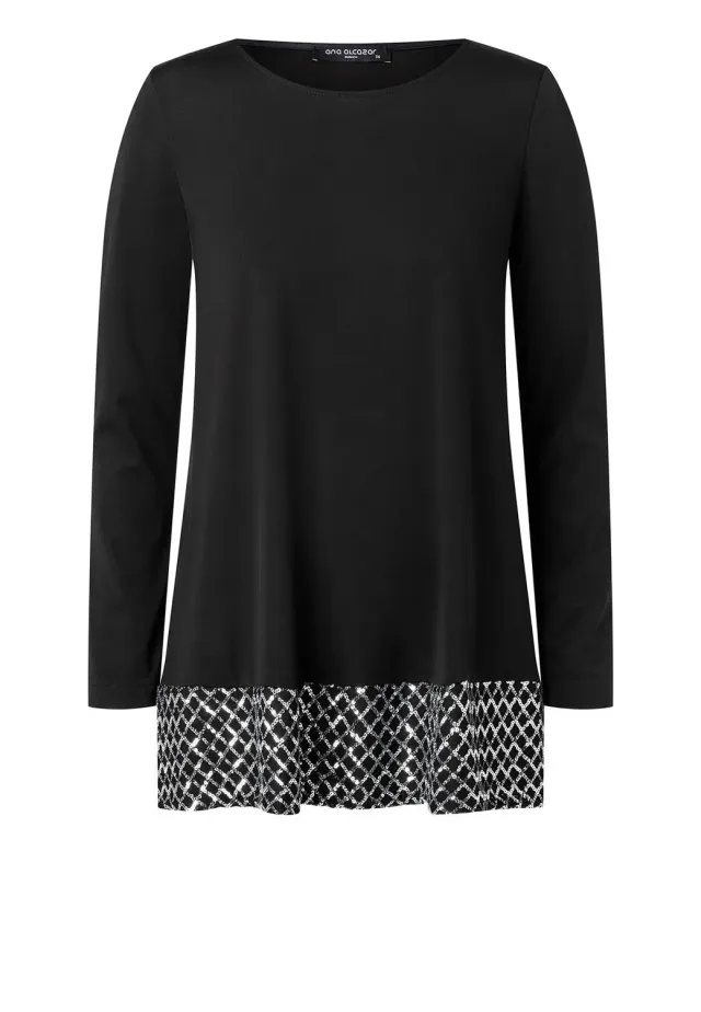 Ana Alcazar Odorea top maniche lunghe nero paillettes