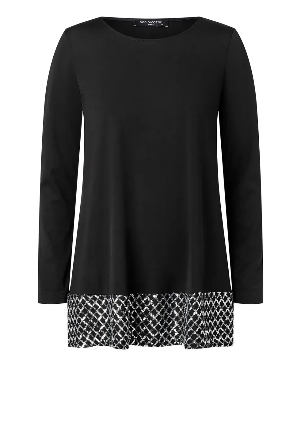 Ana Alcazar Odorea top maniche lunghe nero paillettes