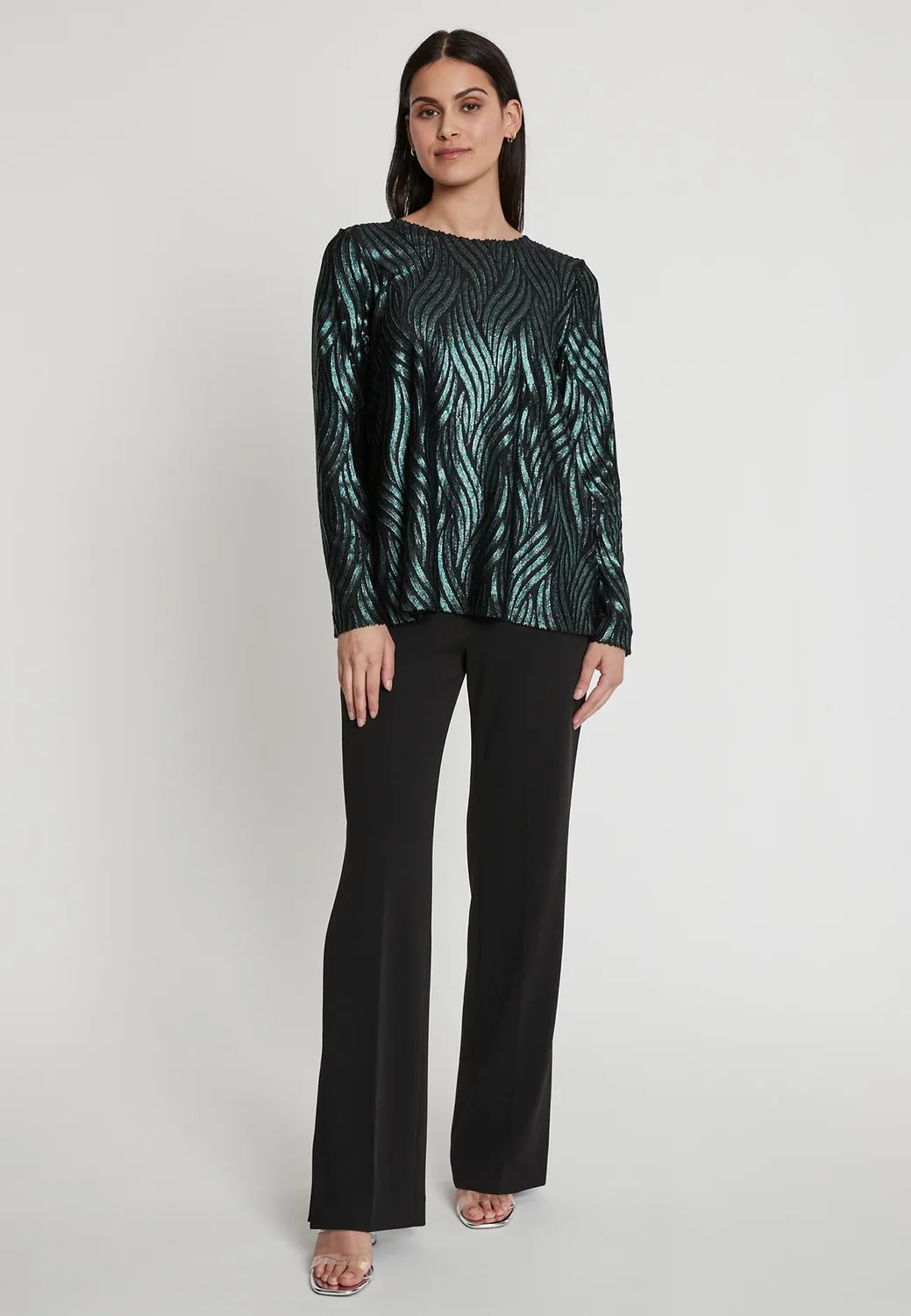 Ana Alcazar Ifina top velluto verde maniche lunghe
