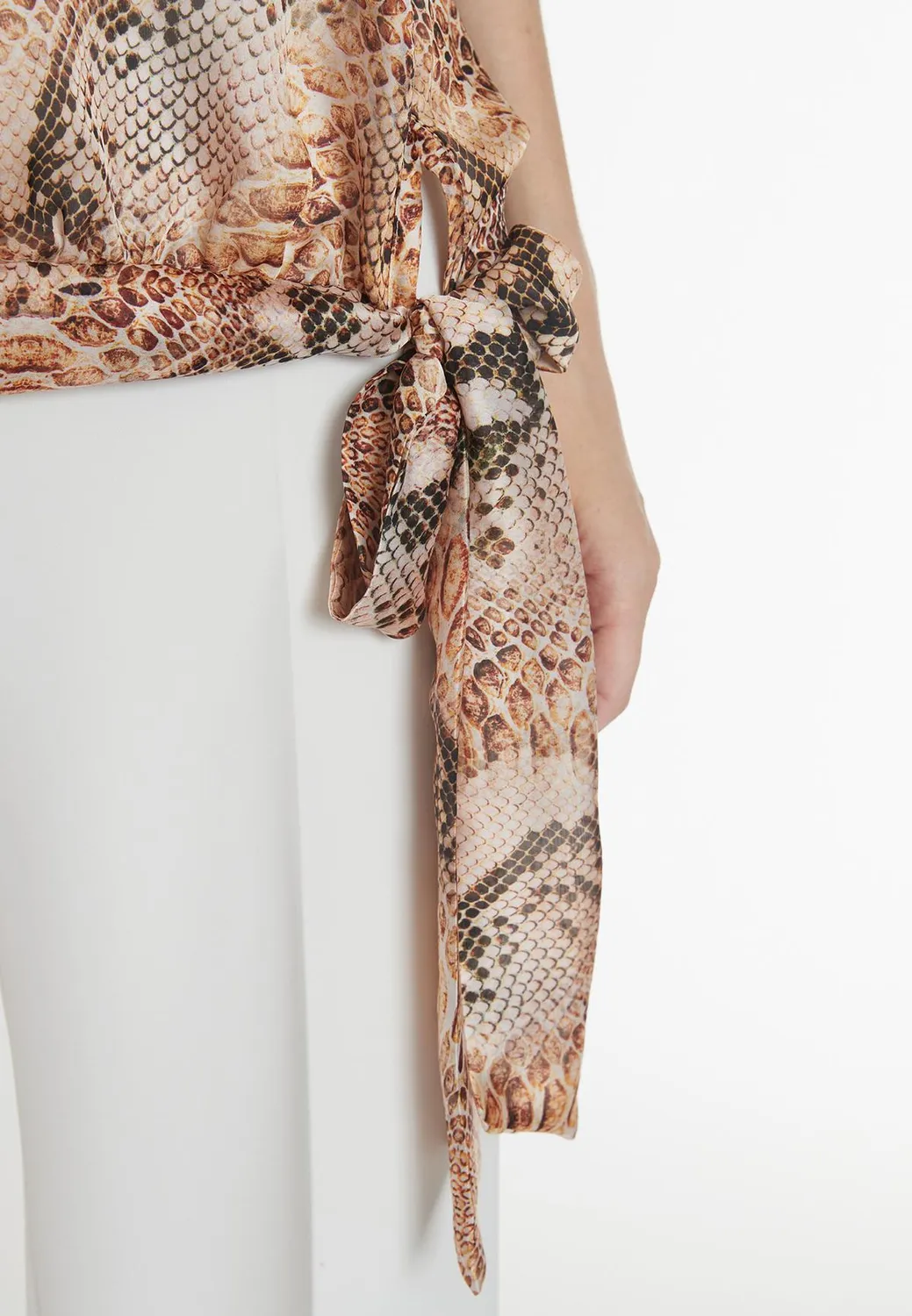 Ana Alcazar Pakosa top chiffon smanicato stampa snake