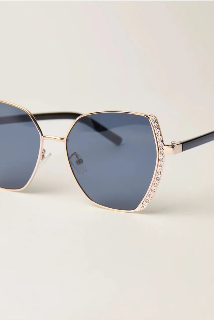 Blue Vanilla Gold Side Frame occhiali da sole oro oversize