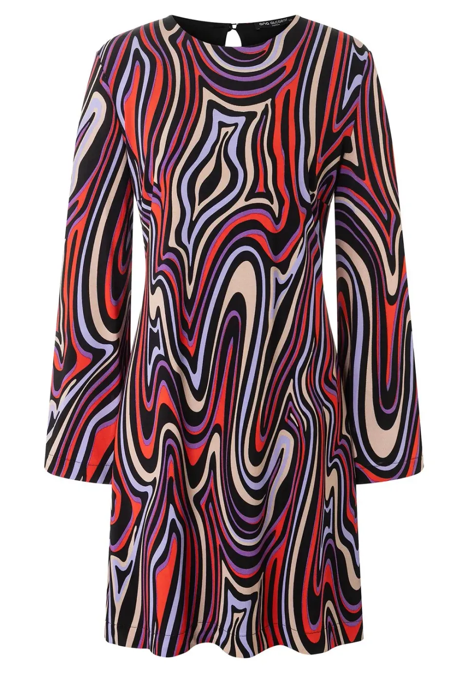 Ana Alcazar Mokara abito retro corto jersey fantasia 70s