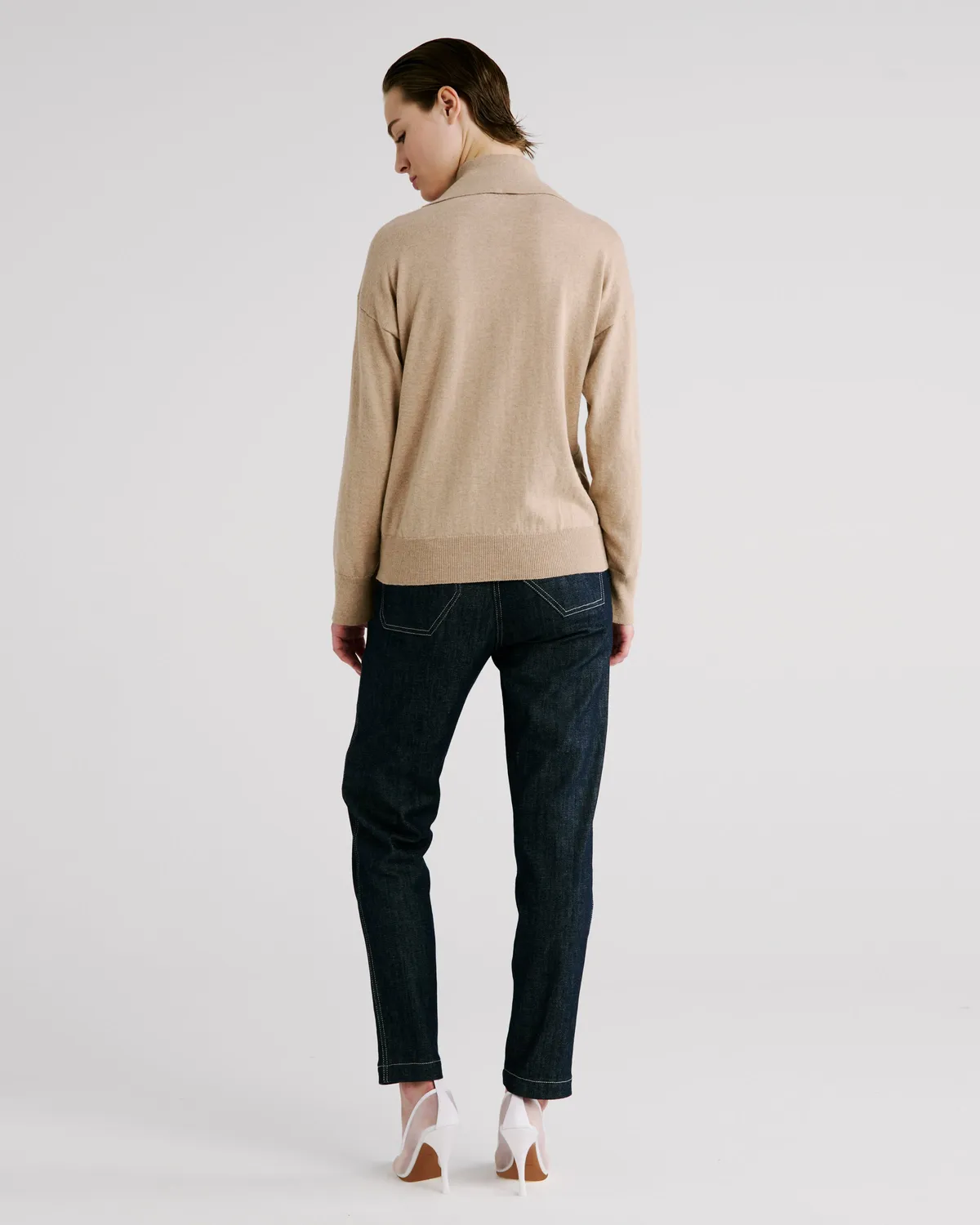 Violante Nessi Ansel maglia polo beige cashmere cotone