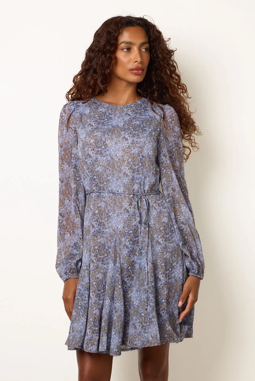 Goddiva Blue Vanilla Godet Mini abito denim cintura