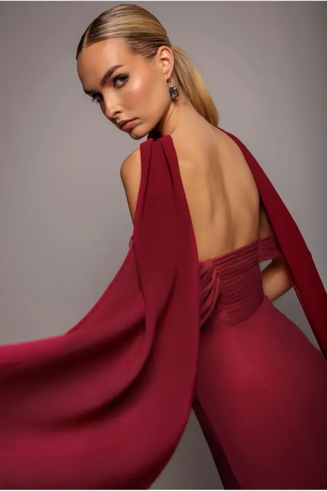 Goddiva Chiffon sciarpa bordeaux damigella cerimonia