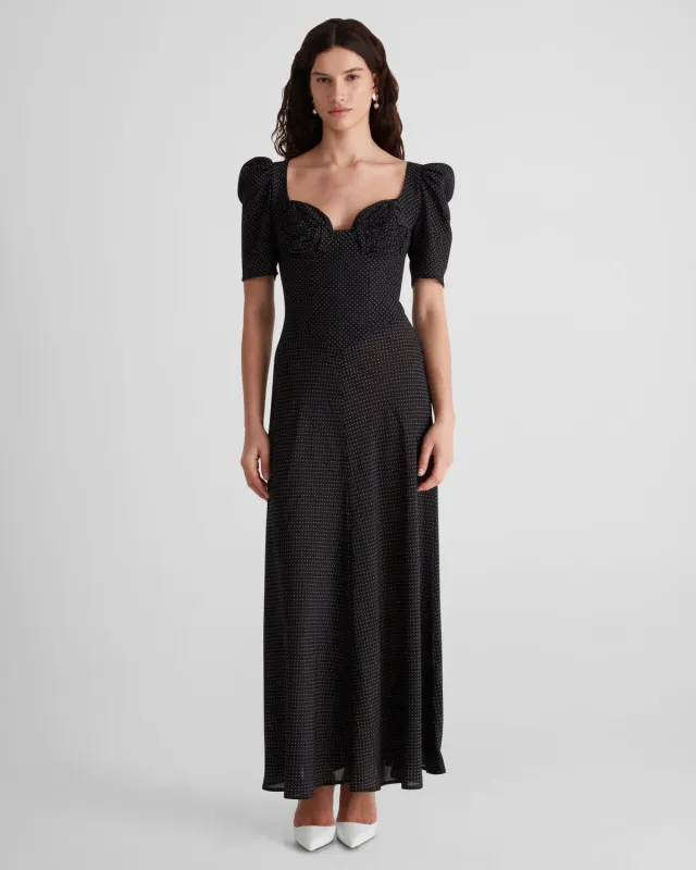 Violante Nessi Baccarat abito maxi nero pois seta