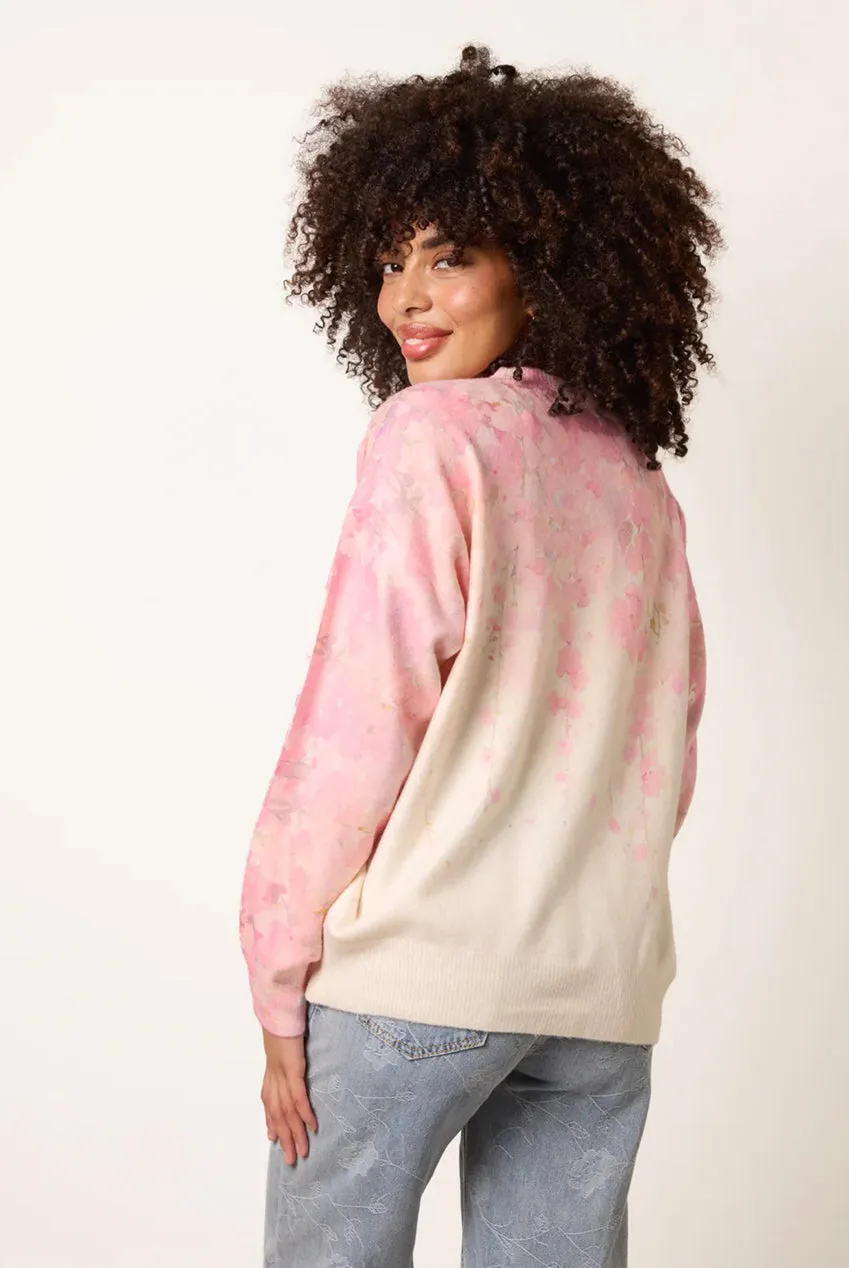 Blue Vanilla maglione rosa floreale paillettes manica lunga