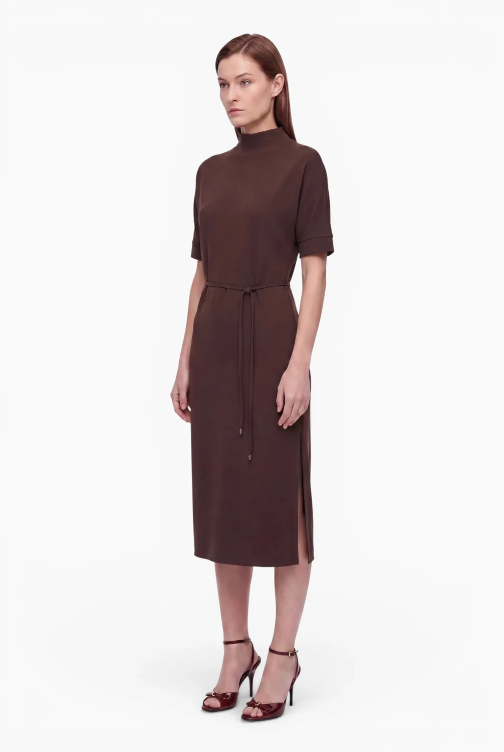 Ana Alcazar Enlyroea abito midi color espresso