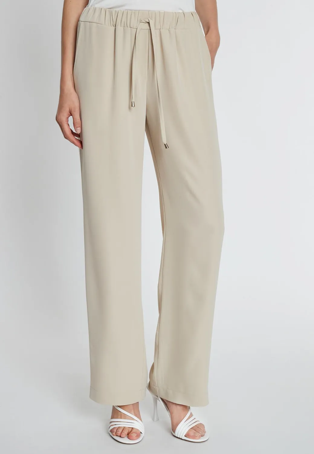 Ana Alcazar Ramira pantaloni beige viscosa vita elastica