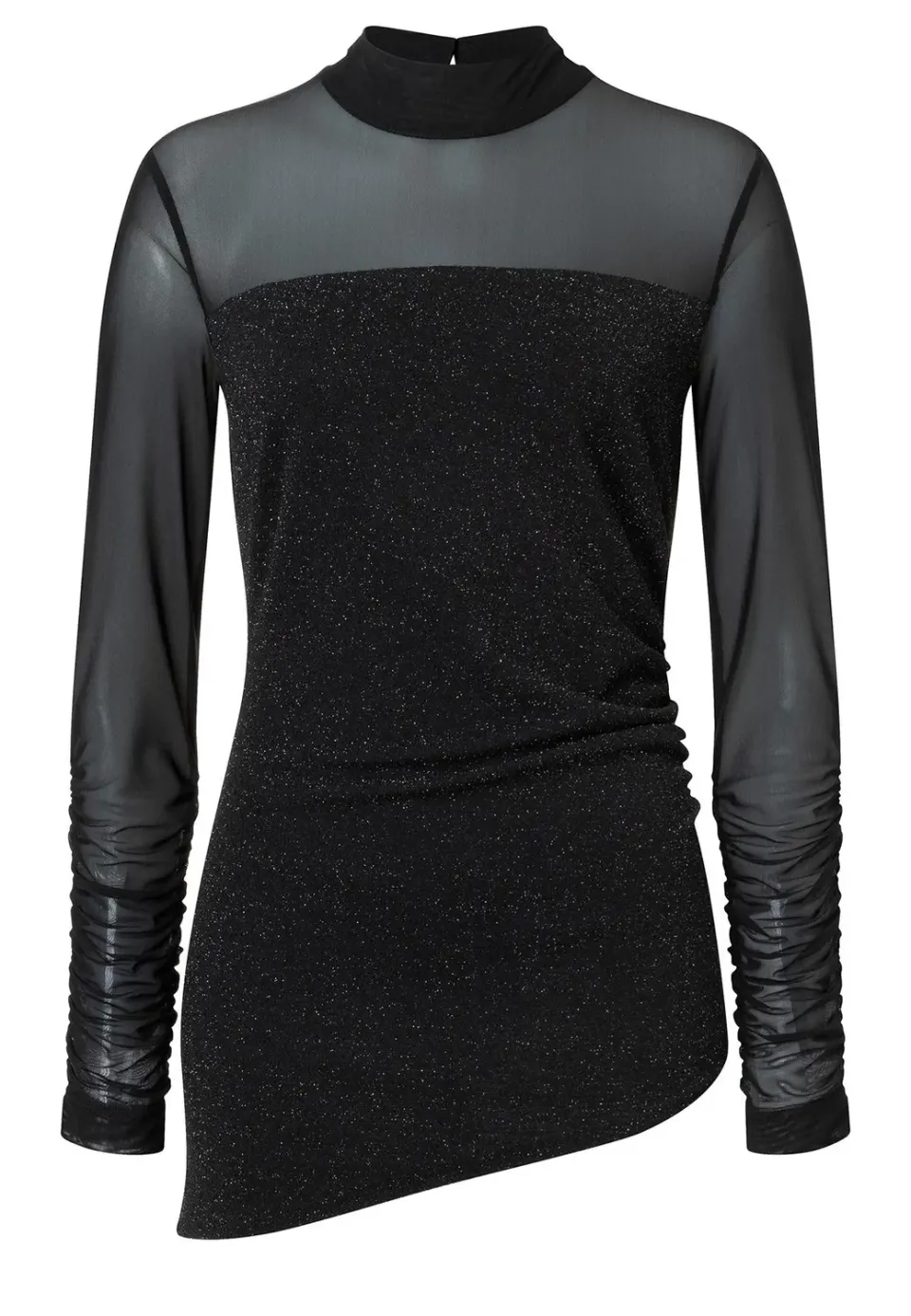 Ana Alcazar Tarla top lurex nero maniche rete serale