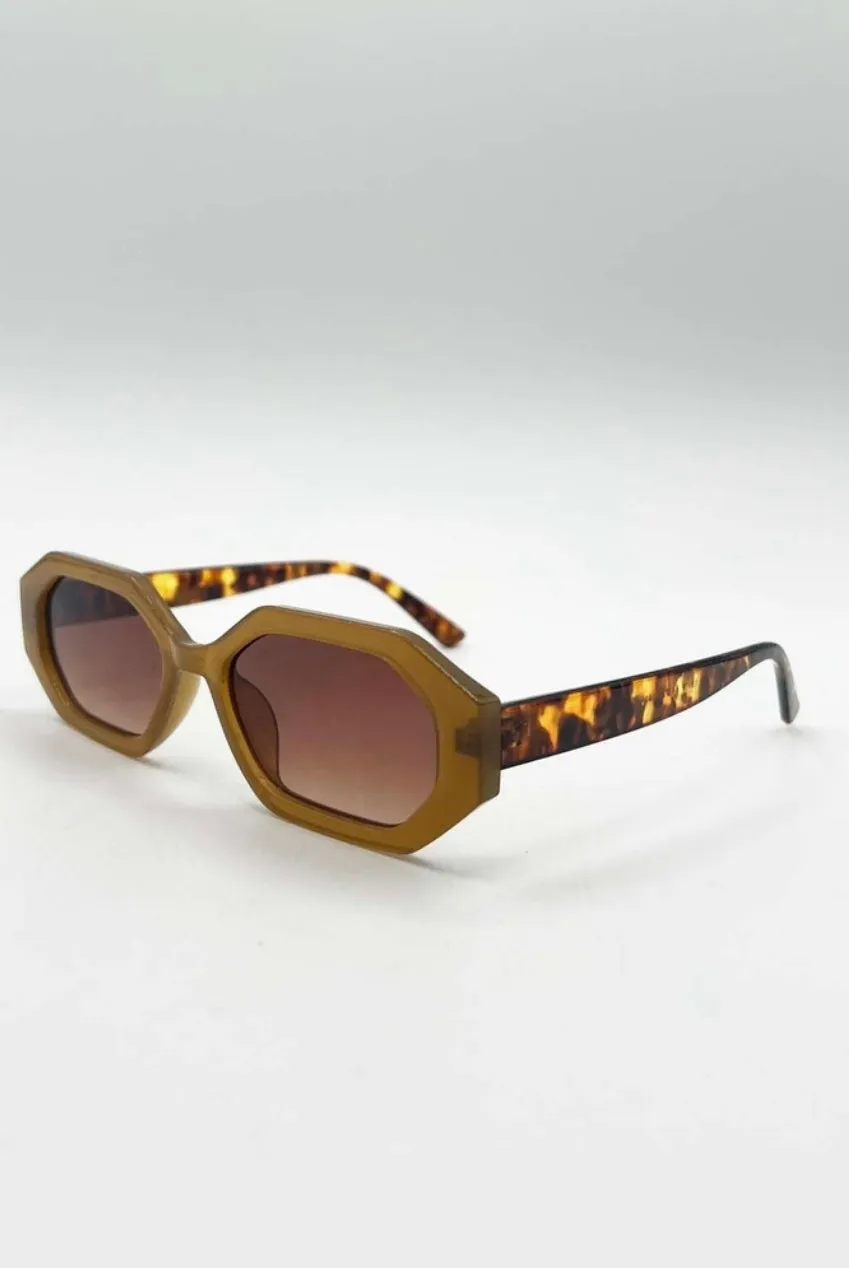 SVNX Oval Geometric occhiali sole marroni tartarugati