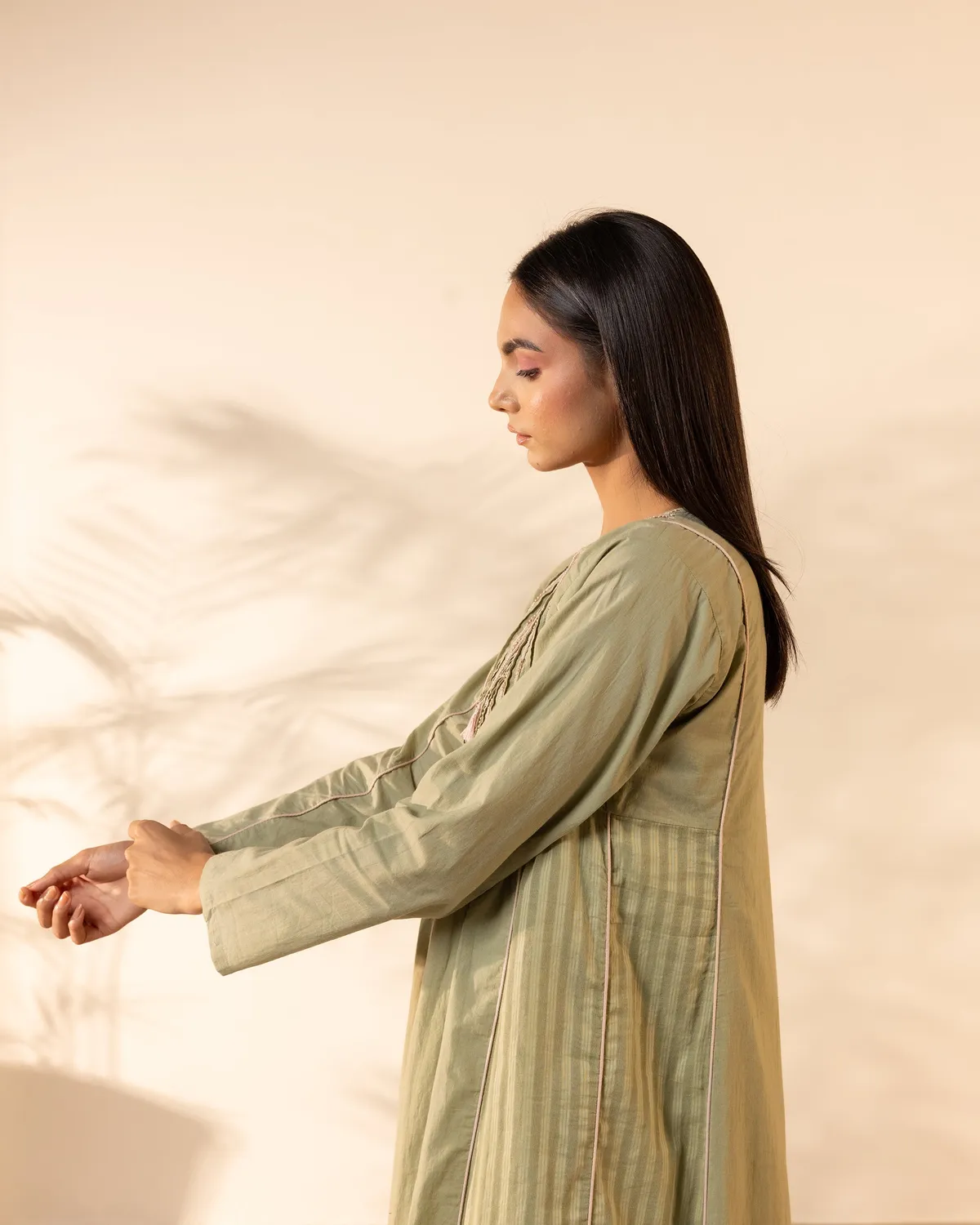 Our Dve Sunpetal abito verde cotone con sottoveste
