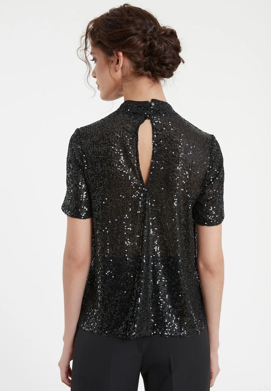 Ana Alcazar Tafisa top paillettes nero