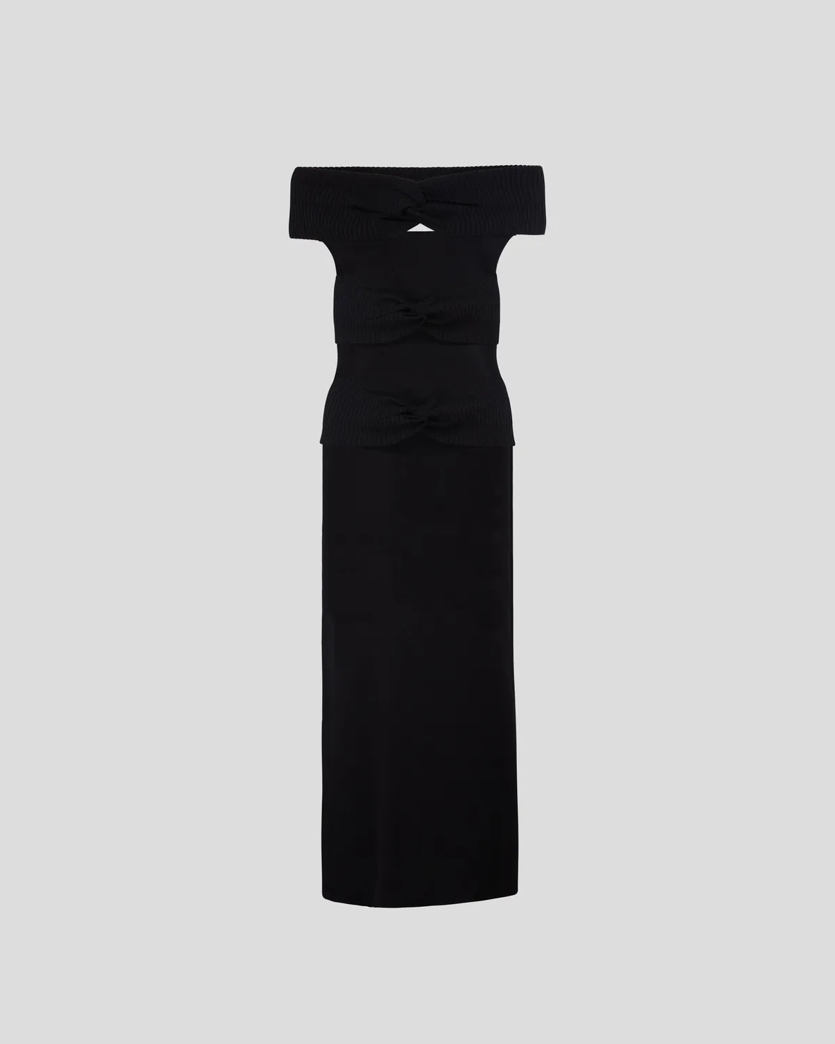 Violante Nessi Zita abito knit nero spalle scoperte nodi