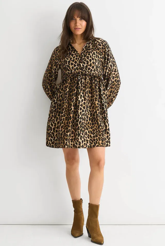 Gini London Brown Animal Smock Mini abito marrone