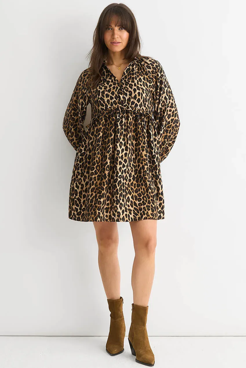Gini London Brown Animal Smock Mini abito marrone