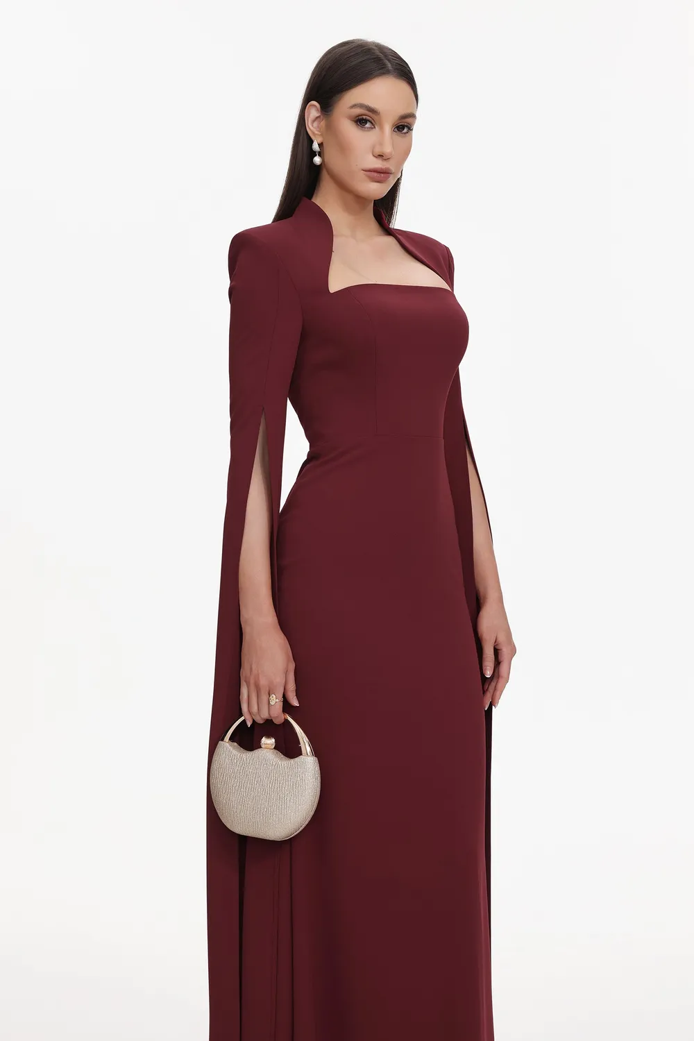 Bella Barnett Werko abito maxi scollo quadrato rosso