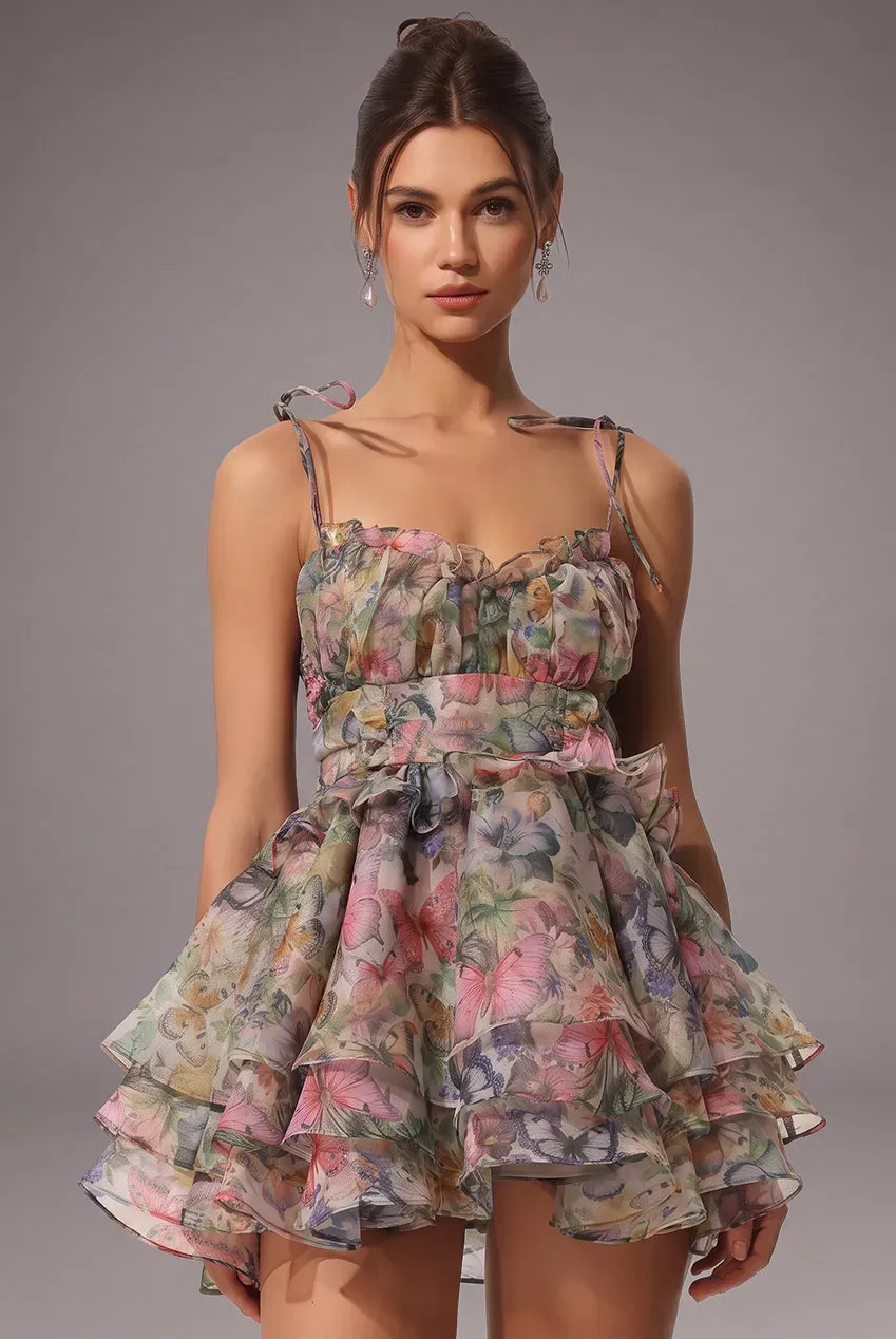 Bella Barnett Hester abito mini blush scollo a V allacciato