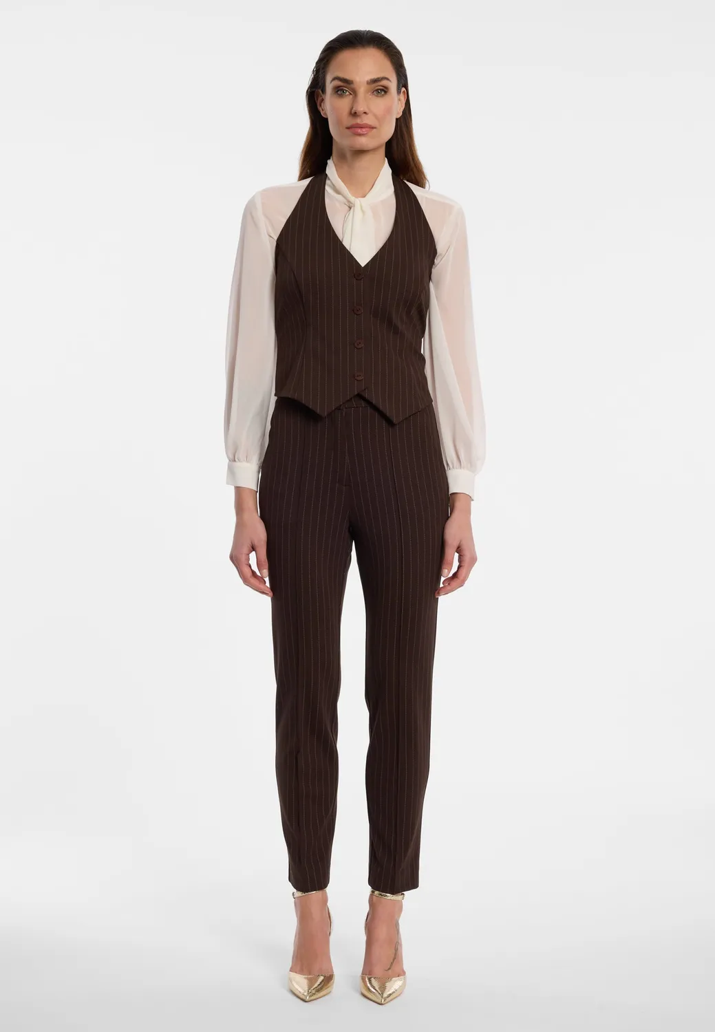 Ana Alcazar Elyrabelle pantaloni sigaretta gessato