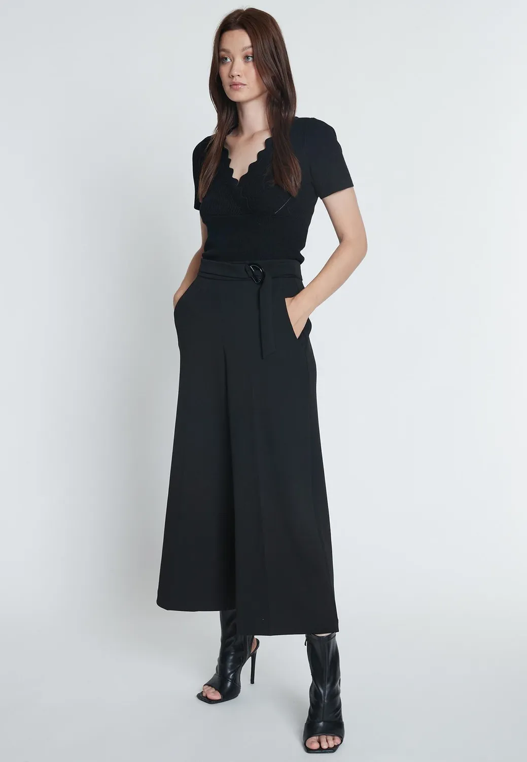 Ana Alcazar Mefea Culotte Nera 7/8 con Cintura