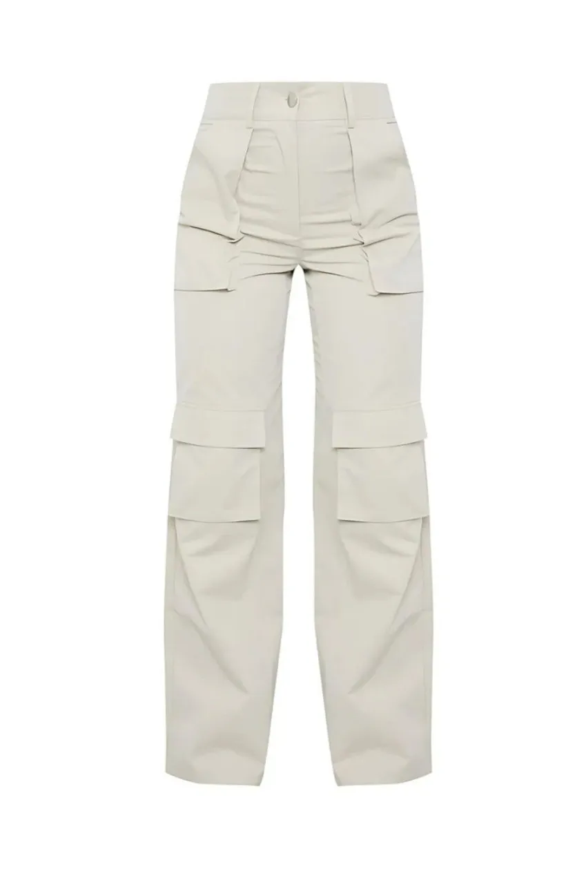 Avinci High Waist Tailored Cargo pantaloni bianchi tasconi