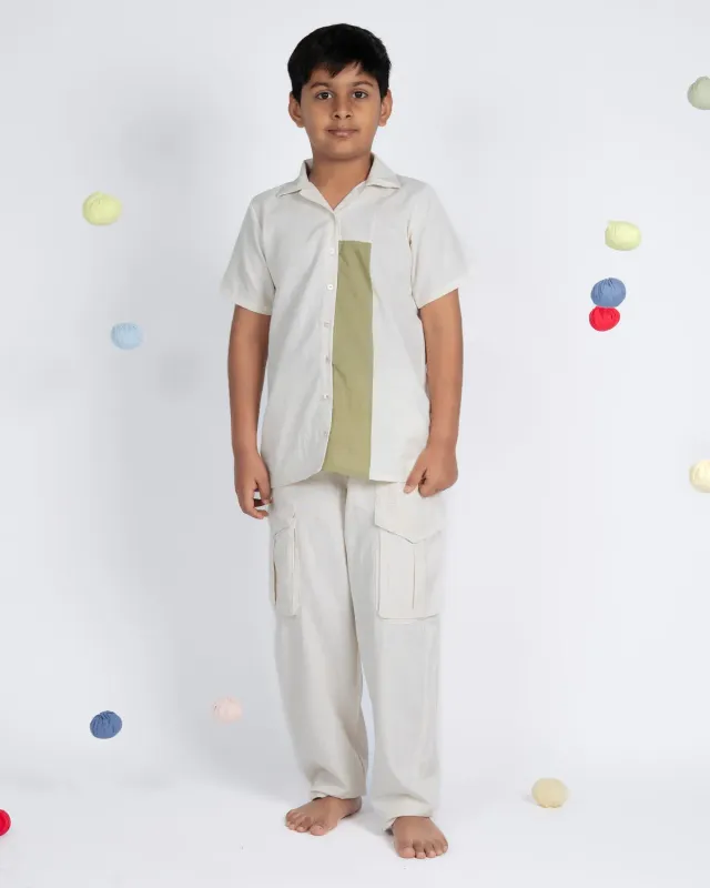 Our Dve Urban Boy completo bambino beige verde 2 pezzi