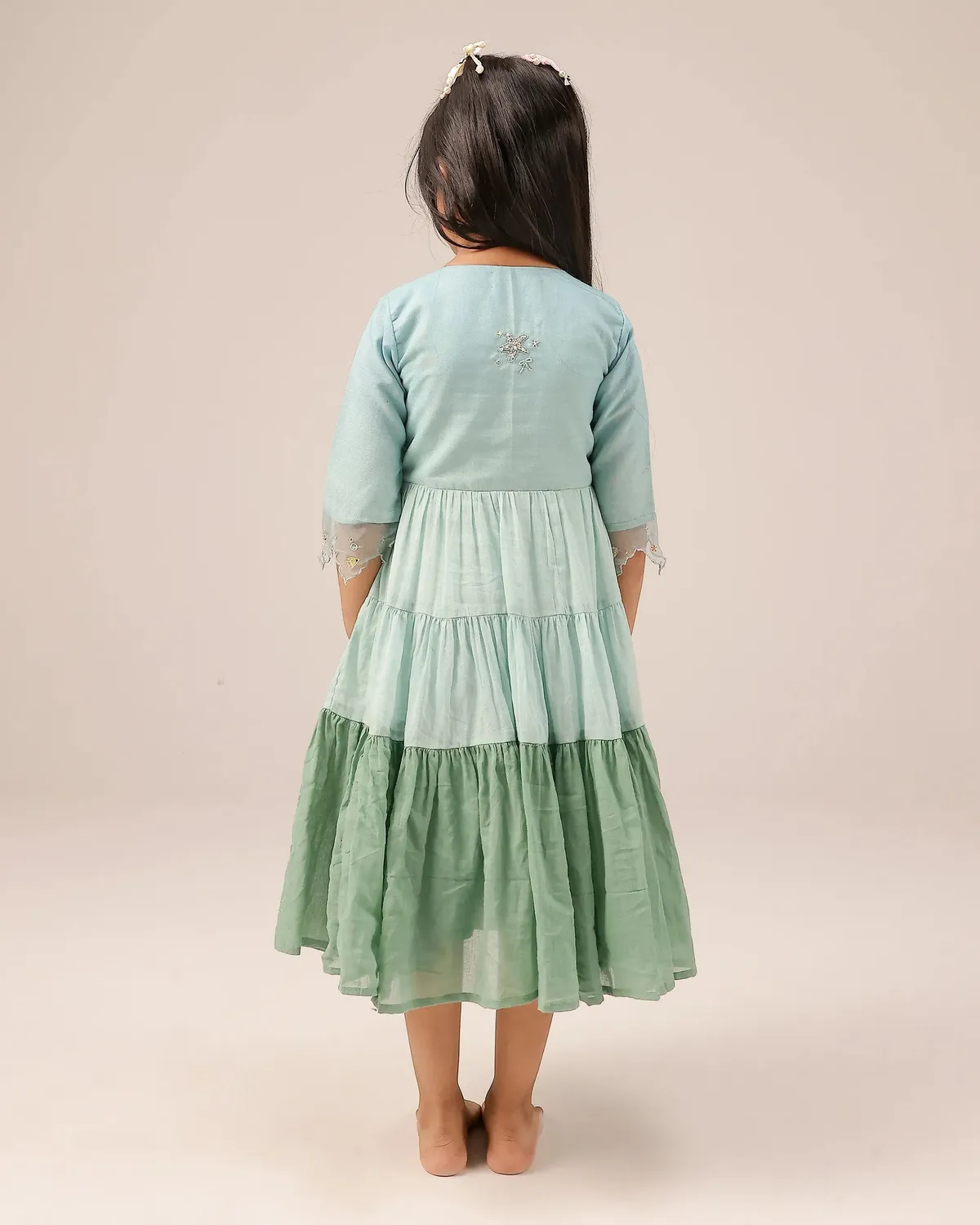 Our Dve Sea Salt abito bambina verde acqua pizzo