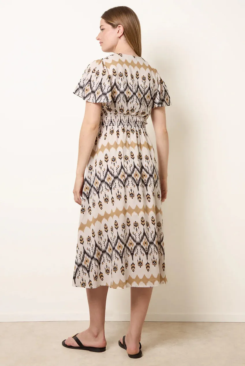 Blue Vanilla Embroidered Wrap abito midi pietra cotone