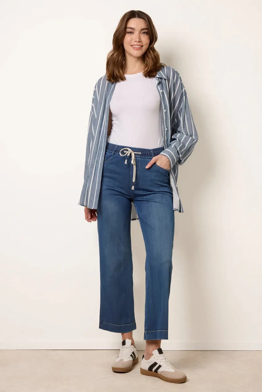 Blue Vanilla Elasticated Waist jeans denim blu flare elastici