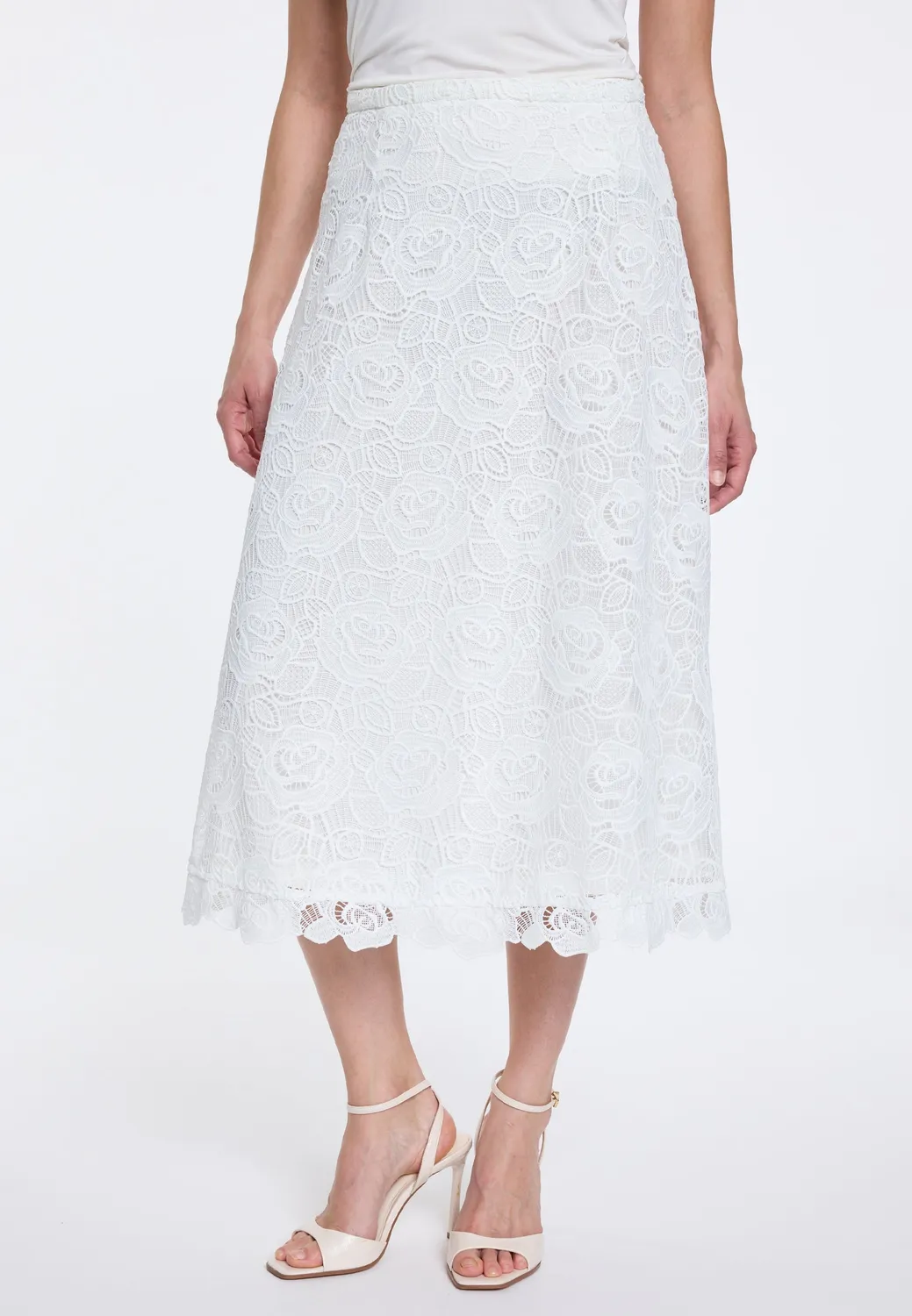 Ana Alcazar Dorry gonna midi pizzo bianca