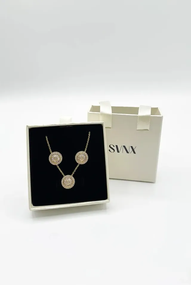 SVNX Diamante Halo JE413024 parure oro collana orecchini