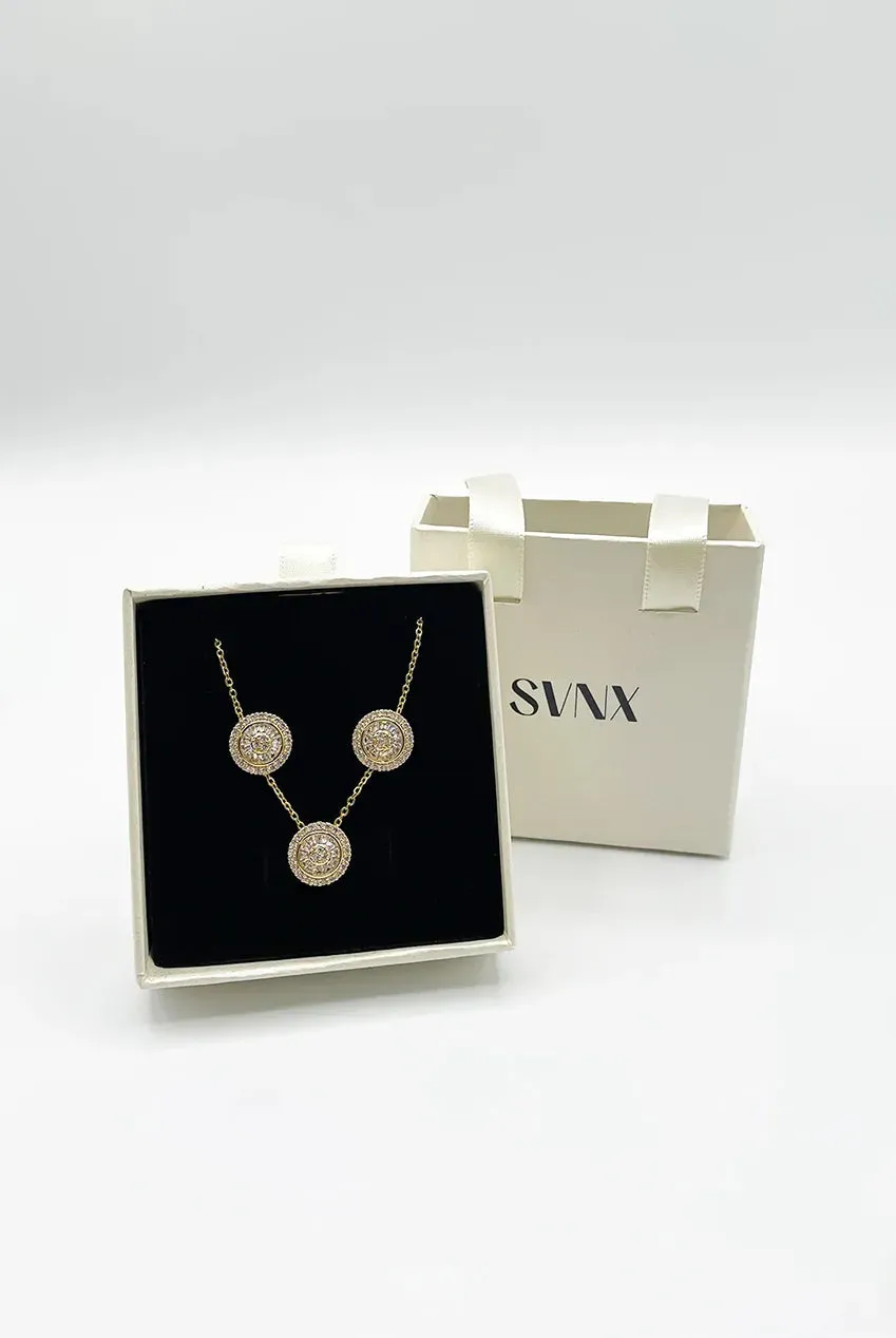 SVNX Diamante Halo JE413024 parure oro collana orecchini