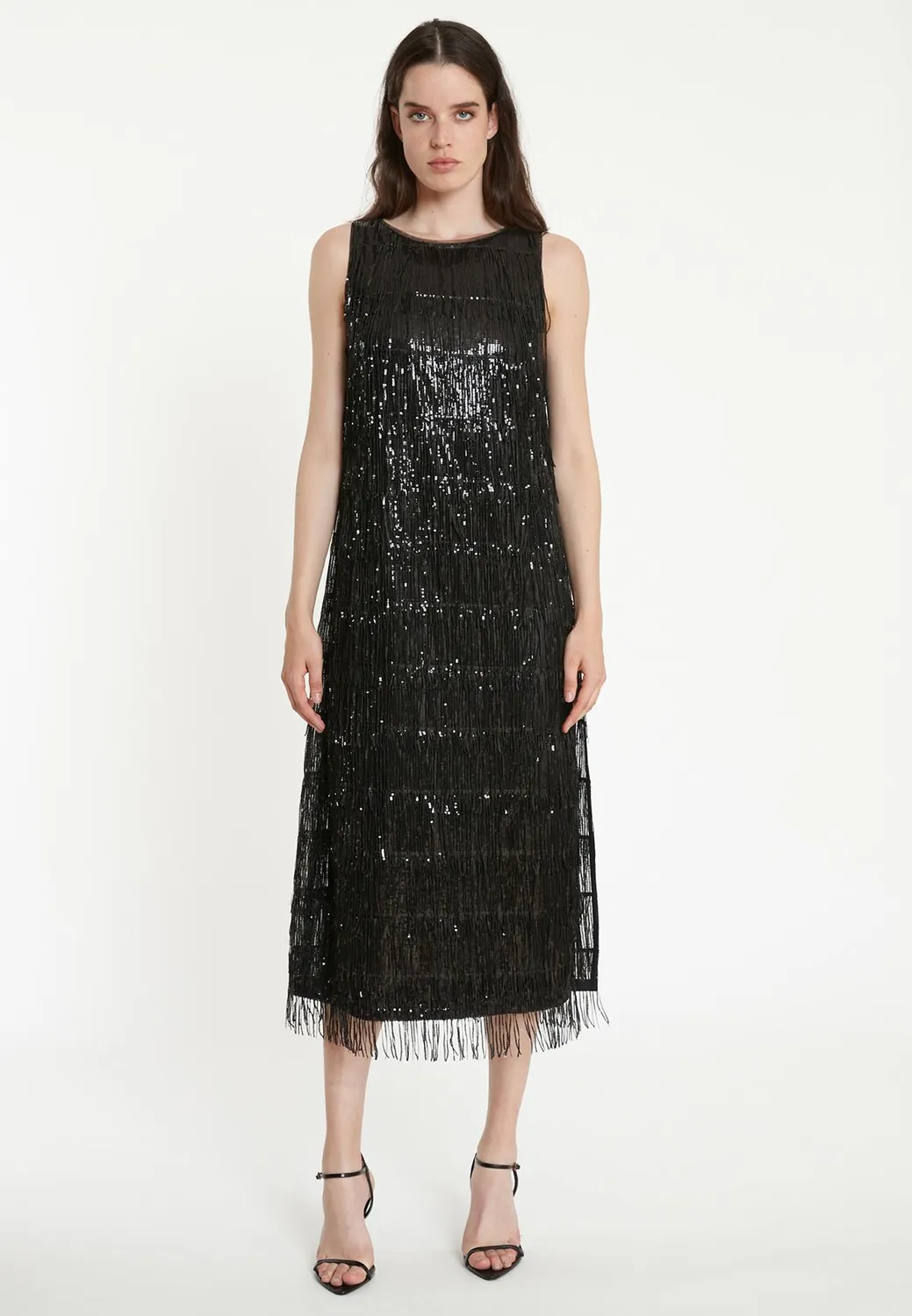 Ana Alcazar Tabby abito paillettes nero midi
