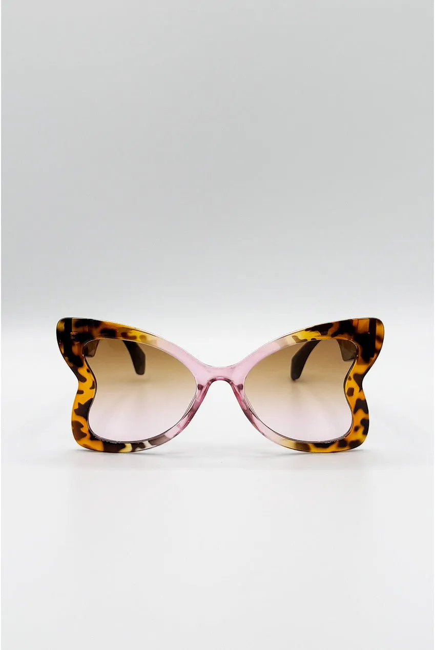 SVNX Oversized Butterfly occhiali da sole tartarugati marroni