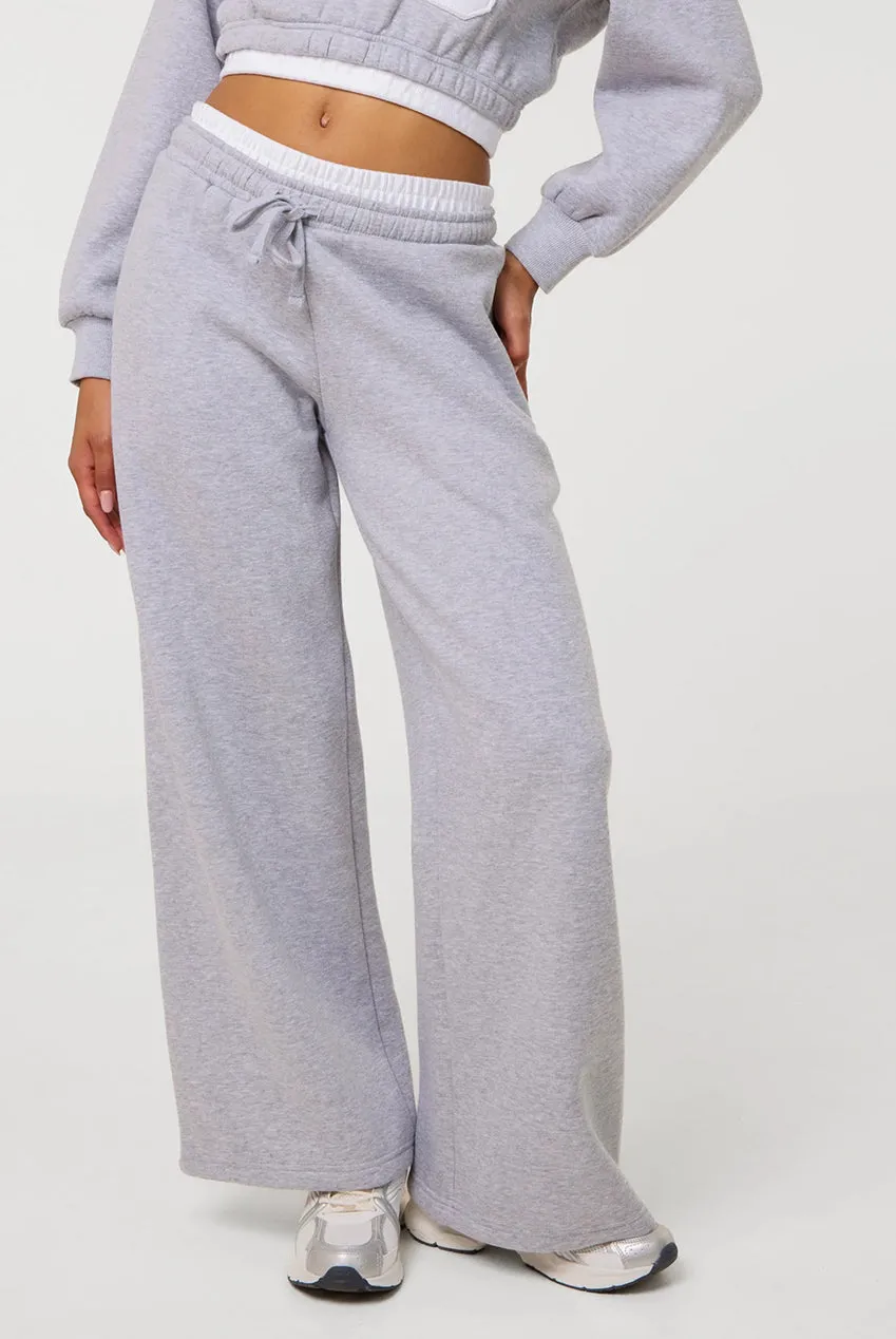 Pink Vanilla Contrast Waist joggers grigi gamba larga S-L