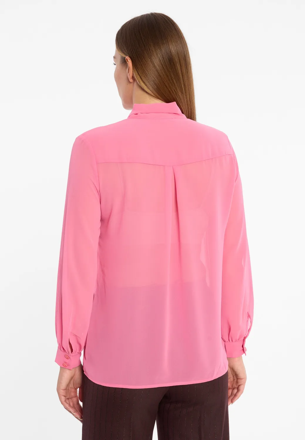 Ana Alcazar Cosie camicia chiffon rosa con fiocco