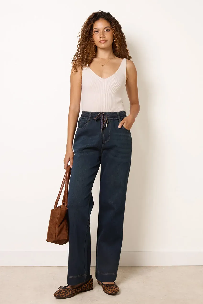 Blue Vanilla Elastic Waist jeans indaco vita elastica flare