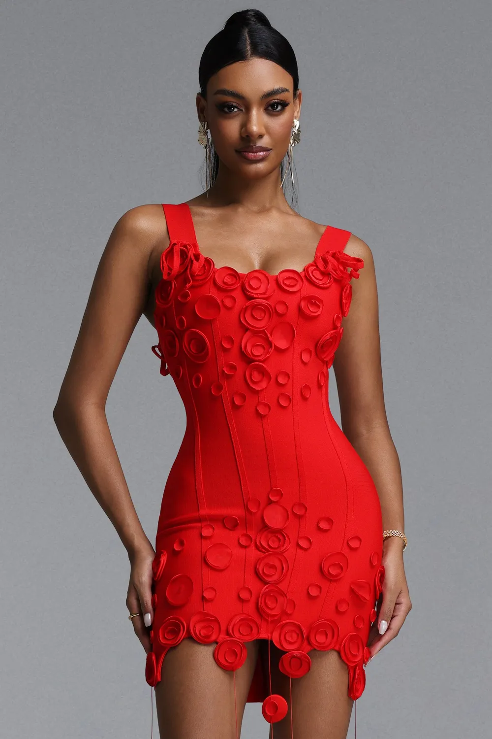 Bella Barnett Jacova abito mini rosso S bandage floreale