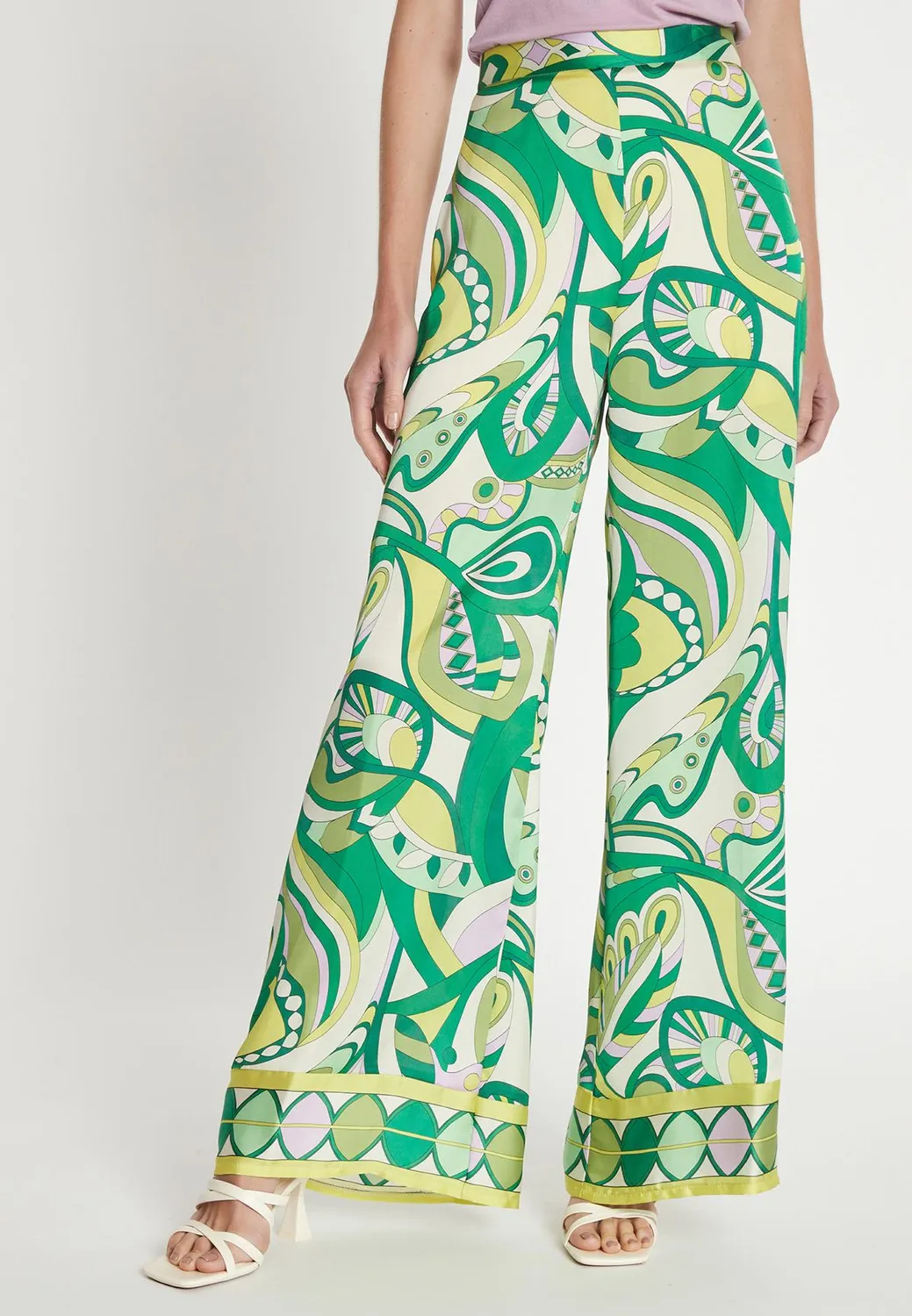 Ana Alcazar Lewona pantaloni palazzo satin fantasia