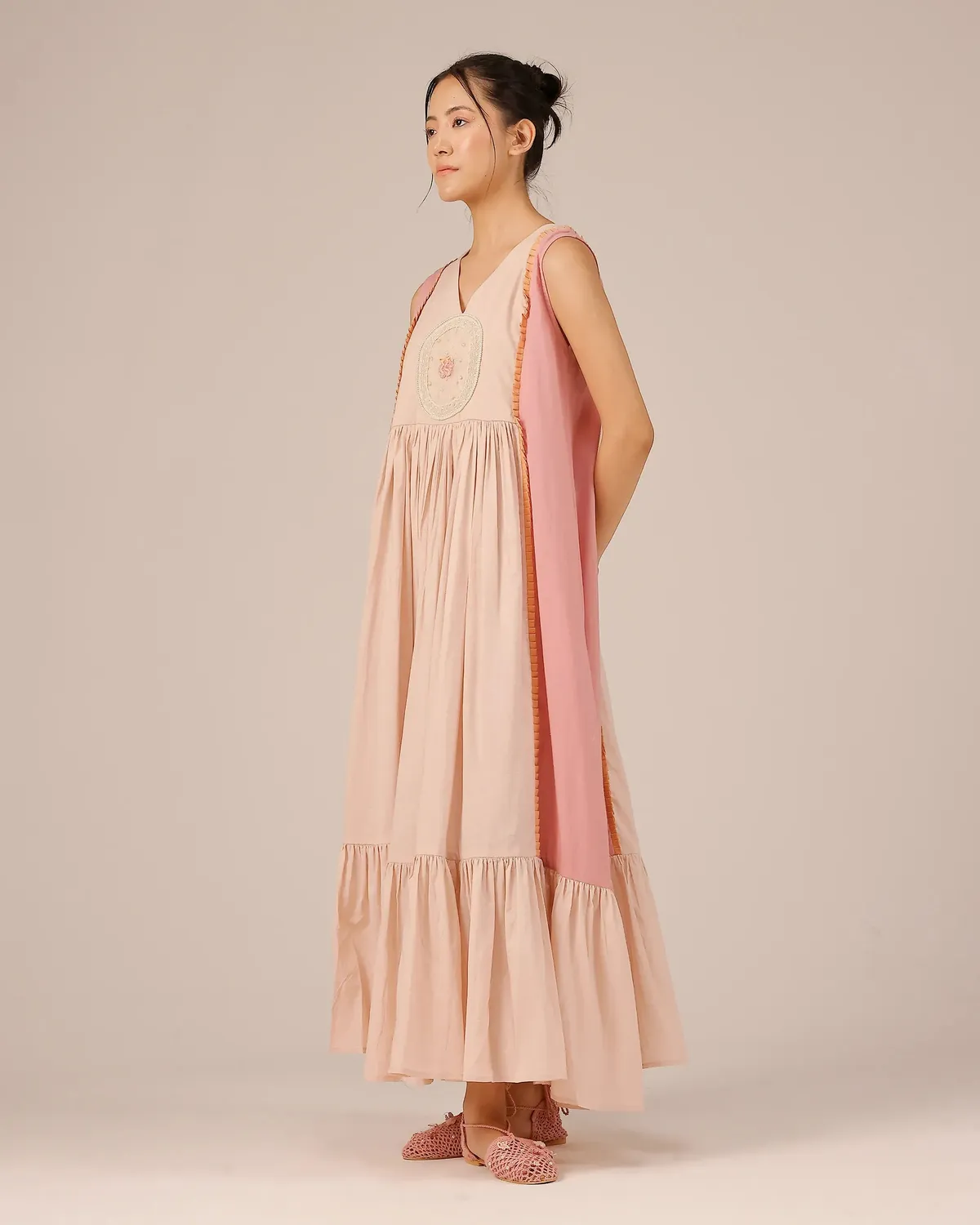 Our Dve Merry Berry vestito rosa cotone lungo