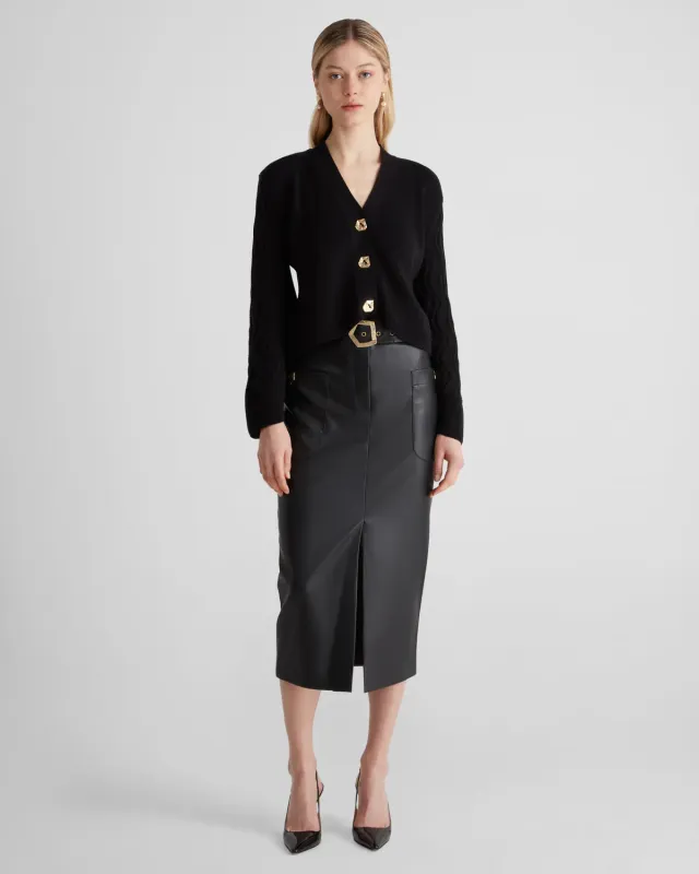 Violante Nessi Wei Wei cardigan nero cashmere scollo V